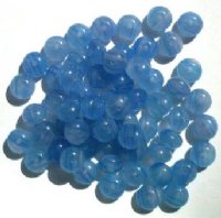 60 6x9mm Crystal & Light Sapphire Marble Glass Spacer Beads